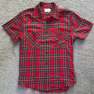 FOG - Fear of God Collection One Button Up Short Sleeve Plaid Side Zipper Shirt